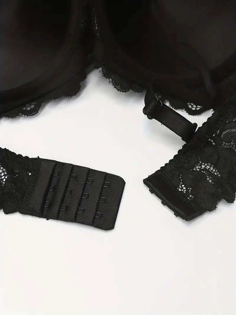 Criss Cross Contrast Lace C Cup Push Up Bra