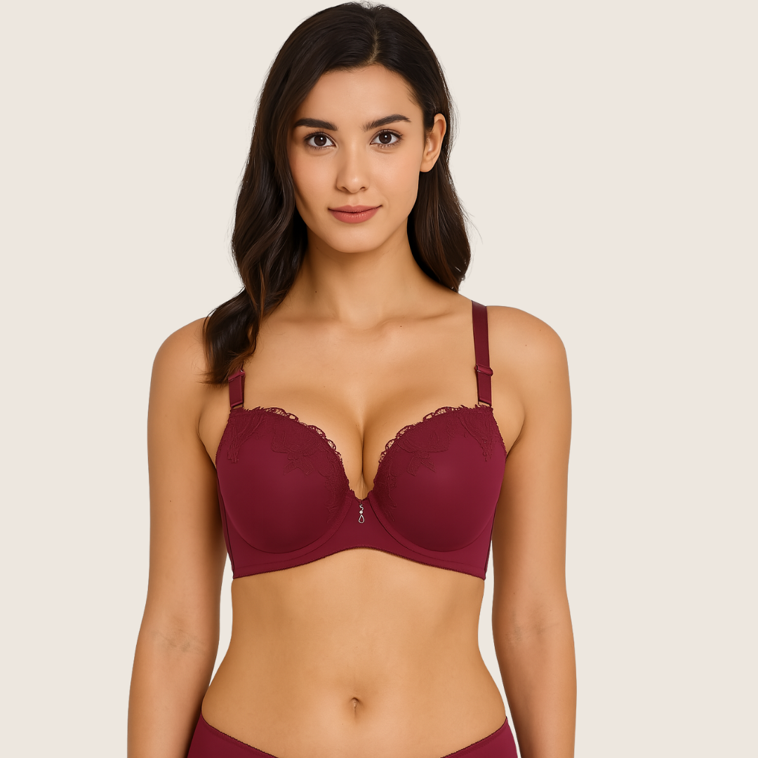 Satin Touch Lightly Padded Lace Underwire Bra