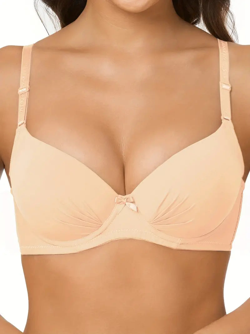 Full Coverage Solid C Cup Push Up Bra