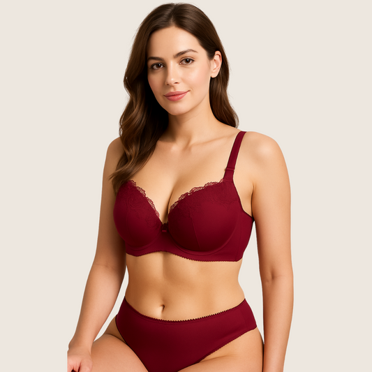 Satin Touch Lightly Padded Lace Underwire Bra