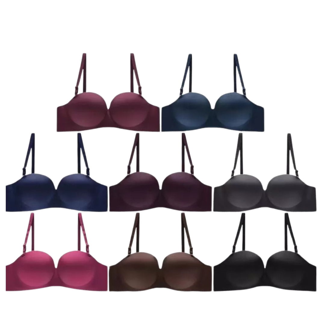 Solid Color Strapless Seamless Push-Up Bra – B Cup