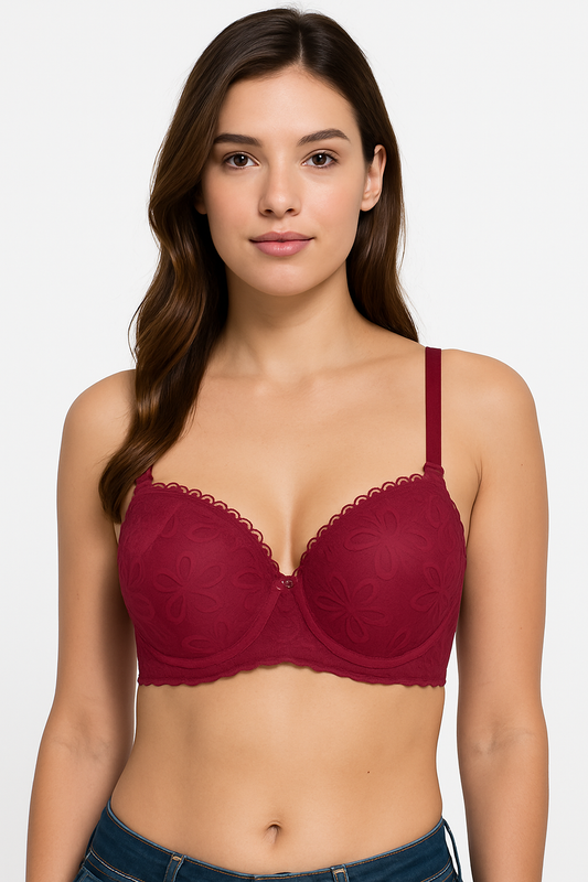 Elegant Lace Underwire Bra with Removable Straps